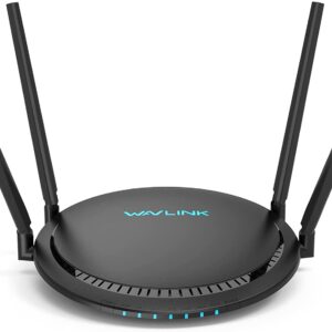 WAVLINK AC1200 Gigabit WiFi Router, Dual Band Smart Wireless Internet Router Wi-Fi Speed up to 1200 Mbps with Patented Touchlink, 4x5dBi Omni Directional Antennas, MU-MIMO for Home (Black)