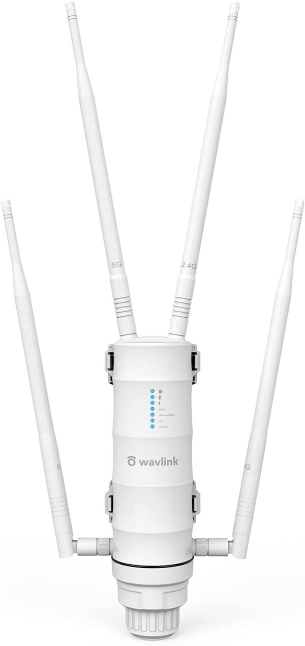 WAVLINK AC1200 High Power Outdoor Weatherproof WiFi Range Extender/Wireless Access Point/Mesh with Passive POE, Dual Band 2.4GHz 300Mbps+5.8 GHz 867Mbps, 4x7dBi Detachable Omni Directional Antenna